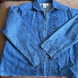 Coldwater Creek Indigo Embroidered Jacket. (D)